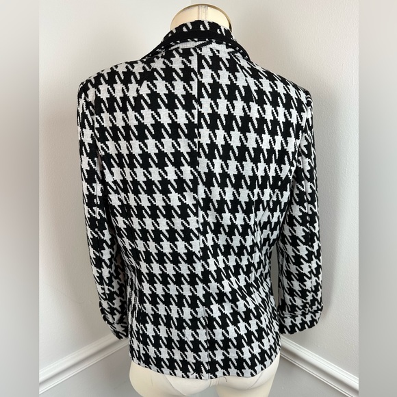 CATHERINE MALANDRINO Black White Houndstooth Career Blazer | Size Medium - Picture 5 of 13